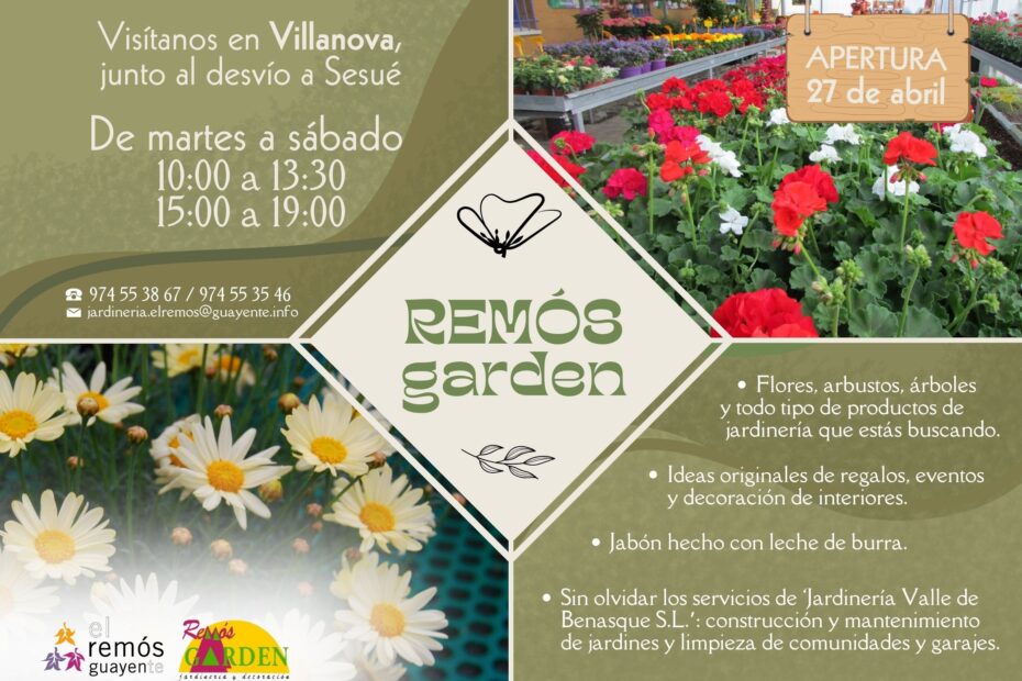 Cartel de apertura del Remós Garden.